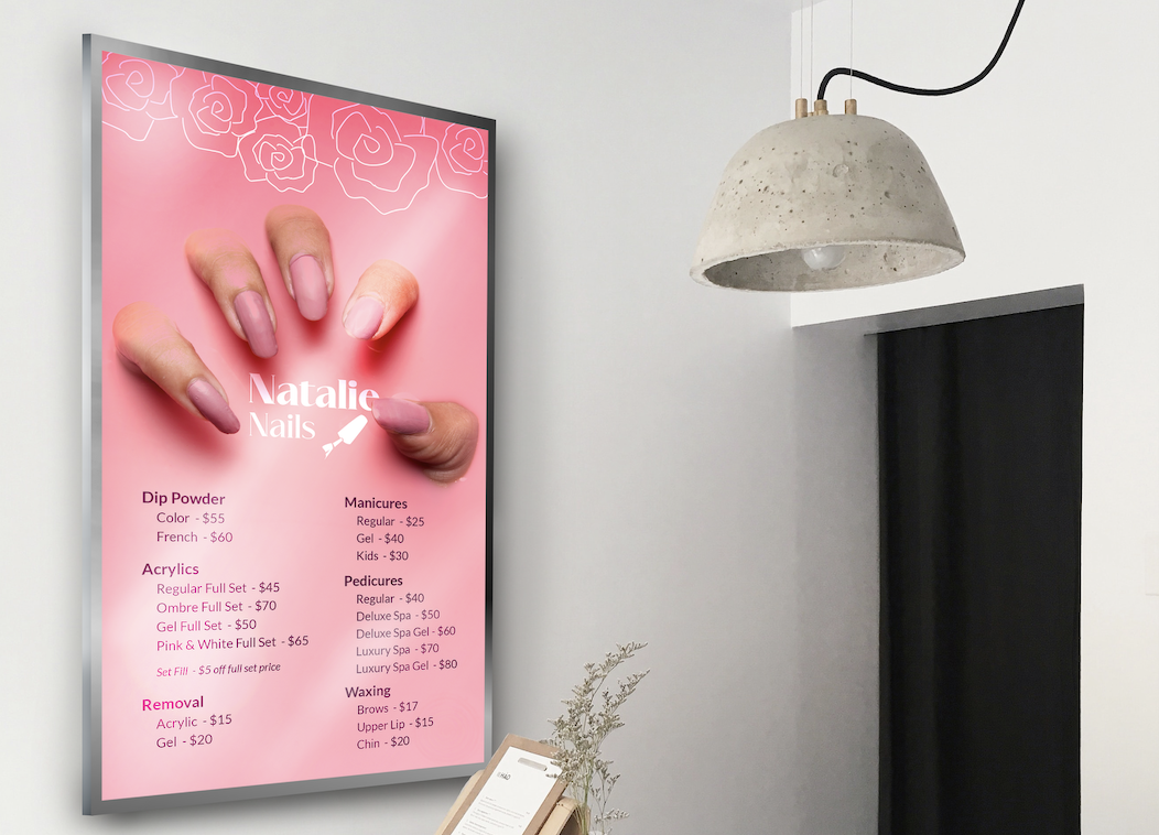 digital menu board, digital menu boards, digital menu software, digital menu, digital sign menu, nail salon digital sign, cafe digital sign